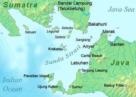 Map Krakatau - Ujung Kulon map krakatau, ujung kulon tour, krakatau tour, krakatoa volcano, peucang island tour, panaitan island, badui, baduy tribe, ujung kulon java, indonesia volcano day trip